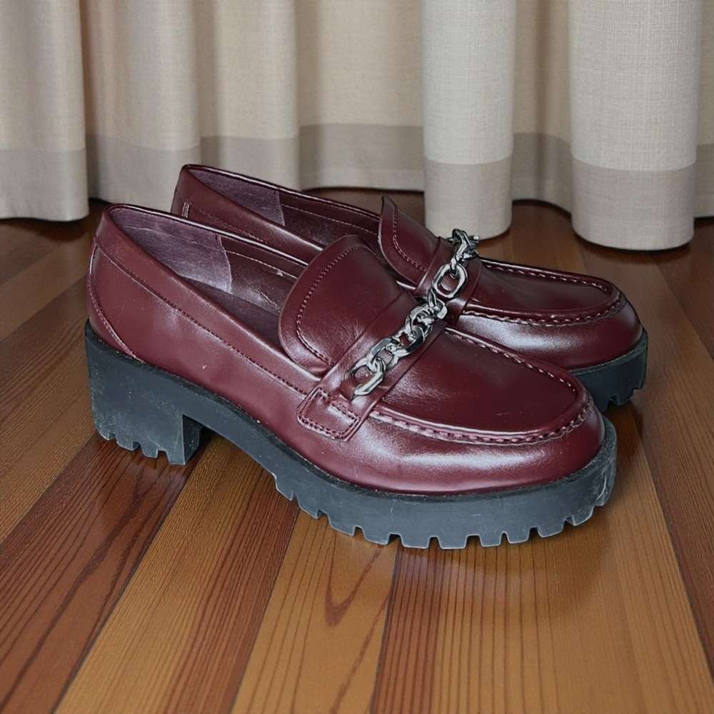 Calvin Klein Marshela Burgundy Oxblood  Platform Loafers
